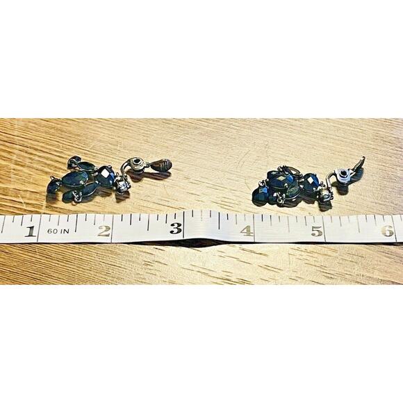 MONET Black Rhinestones Marquise Chandelier Clip Earrings Signed GORGEOUS VGUC - Picture 5 of 6